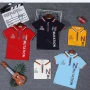 Wholesale Boys Embroidery Letter Graphic Striped Trim Zipper Pockets Casual Polo Shirt 2034# preview