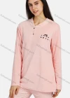 Wholesale Women's Lounge Long Sleeve Embroidery Letter Pattern Button Front Tops & Pin Dot Print Pant Homewear Sets - Liuhuamall