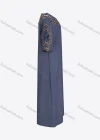 Wholesale Women's Casual Crew Neck Short Sleeve Hollow Out Embroidered Pearl Denim Dress - Liuhuamall