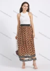Wholesale Women's Casual Polka Dot Flock Elastic Waist Layered Flared Maxi Skirt - Liuhuamall