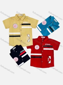 Wholesale Boy's Casual Striped Label Short Sleeve Shirt, LIUHUA CLOTHING WHOLESALE