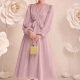 Women's Casual V Neck Long Sleeve Tie Front Peplum Plain Wrap Dress 25# Clothing Wholesale Market -LIUHUA