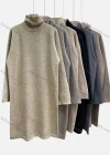 Wholesale Women's Casual Plain Turtleneck Long Sleeve Dress - Liuhuamall