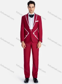 Wholesale Men's Formal Lapel Contrast Blazer & Pants 2 Pieces Suit Set, LIUHUA CLOTHING WHOLESALE