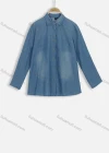 Wholesale Women's Fall Wash Stand Collar Button Front Denim Shirt - Liuhuamall