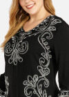 Wholesale Women's Casual V Neck 3/4 Sleeve Embroidered Dress - Liuhuamall