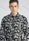 Wholesale Men's Casual Allover Plants Print Button Down Long Sleeve Shirt - Liuhuamall
