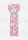 Wholesale Women's Round Neck Batwing Sleeve Floral Print Maxi Dress - Liuhuamall