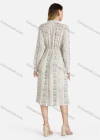 Wholesale Women's Casual Floral Print Button Front High Waist Midi Pleated Dress - Liuhuamall