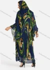 Wholesale Women's African V Neck Abstract Print Muslim Rhinestone Decor Maxi Kaftan Dress With Hijab - Liuhuamall
