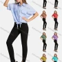 Wholesale Woman's Casual Shirt Collar Button Front Fake Pockets Long Sleeve Tie Front Plain Top preview
