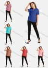 Wholesale Women's Casual Notched Shirt Neck Short Sleeve Button Front Plain Top - Liuhuamall