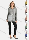 Wholesale Women's Casual Hooded Button Front Long Sleeve Pocket Letter&Abstract Print Plain Tunic - Liuhuamall