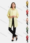 Wholesale Woman's Casual Shirt Collar Button Front Long Sleeve Dual Pockets Bronzed Print Plain Tunic - Liuhuamall
