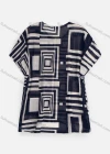 Wholesale Women's Causal Geo Print Round Neck Short Sleeve Knit Top - Liuhuamall