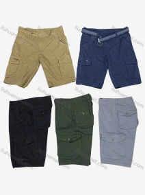Wholesale Men's Casual Plain Multiple Pockets Cargo Shorts, LIUHUA CLOTHING WHOLESALE