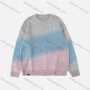 Wholesale Men's Gradient Colorblock Round Neck Ribbed Cuff Comfy Pullover Sweater preview