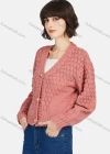 Wholesale Women's Casual Plain V Neck Button Down Long Sleeve Sweater Knit Sweater - Liuhuamall