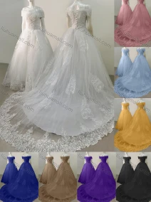 Wholesale Women's Glamorous Off Shoulder Sequin Lace Up Back Appliques Floor Length Wedding Dress 2058-1#, LIUHUA CLOTHING WHOLESALE