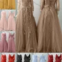 Wholesale Women's Elegant Wedding Bateau Neck 3/4 Sleeve Lace Up Pearl Decor Floor Length Bridesmaid Dress 2211# preview