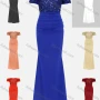 Wholesale Women's Elegant Off Shoulder Sequin Cap Ruched Mermaid Evening Dress 5008# preview