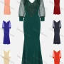 Wholesale Women's Elegant Lace Sleeve Sequin Appliques Embroidered Mermaid Evening Dress 3021# preview