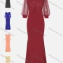 Wholesale Women's Elegant Lace Sleeve Sequin Appliques Embroidered Mermaid Evening Dress 5010# preview