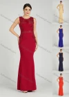 Wholesale Women's Elegant Sleeveless Sequin Applique Mermaid Split Hem Evening Dress 5029# - Liuhuamall