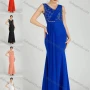 Wholesale Women's Elegant Sleeveless Sequin Applique Pearl Decor Mermaid Evening Dress 5035# preview