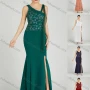 Wholesale Women's Elegant Slanted Shoulder Strap Sequin Applique Mermaid Split Hem Evening Dress 5033# preview