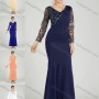Wholesale Women's Elegant Mesh Sleeve Wrap Sequin Appliques Mermaid Evening Dress 5047# preview