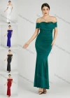 Wholesale Women's Elegant Off Shoulder Cap Sleeve Sequin Applique Mermaid Evening Dress 5045# - Liuhuamall