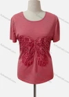 Wholesale Women's Casual Crew Neck Short Sleeve Beaded Embroidered Blouse - Liuhuamall