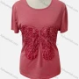 Wholesale Women's Casual Crew Neck Short Sleeve Beaded Embroidered Blouse preview