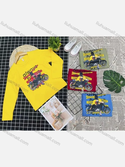 Wholesale Boy's Comfy Crew Neck Long Sleeve Graphic Letter T-Shirt