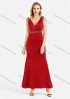 Wholesale Women's Glamorous Plain Deep V Neck Sleeveless Rhinestone Slim Fit Mermaid Maxi Evening Dress - Liuhuamall