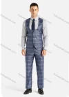 Wholesale Men's Formal Business 3-Piece Slim Fit One Button Plaid Suit Set - Liuhuamall