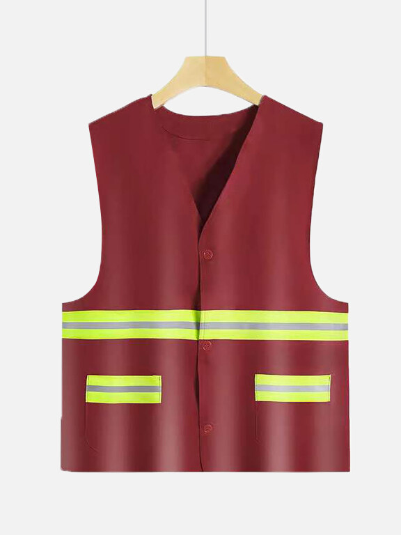 High Visibility Button Front Reflective Strips Safety Vests, Clothing Wholesale Market -LIUHUA, SPECIALTY, Other-Clothing