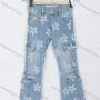 Wholesale Girls' Trendy Floral Print Multiple Flap Pockets Button Closure Bootcut Jeans 01# preview