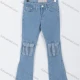 Wholesale Girls' Casual Plain Flap Pockets Button Closure Bootcut Jeans 03# Light Blue Clothing Wholesale Market Liuhua