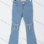 Wholesale Girls' Casual Plain Flap Pockets Button Closure Bootcut Jeans 03# preview