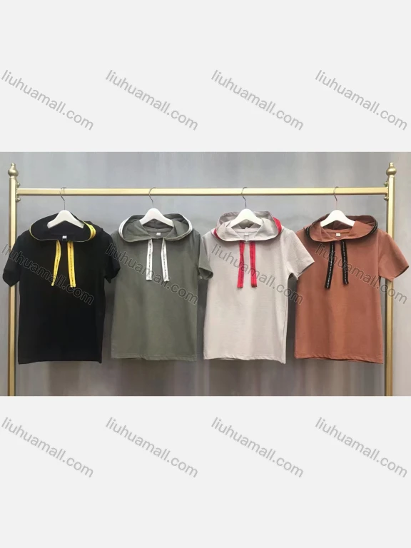 Wholesale Boy's Casual Hooded Short Sleeve Plain Sweatshirt