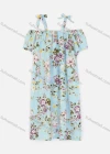 Wholesale Women's Casual Cold Shoulder Bow Knot Button Decor Floral Short Dress 1153# - Liuhuamall