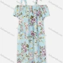 Wholesale Women's Casual Cold Shoulder Bow Knot Button Decor Floral Short Dress 1153# preview