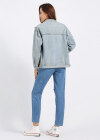 Wholesale Women's Fashion Pearl Decor Button Front Rhinestone Long Sleeve Denim Jacket - Liuhuamall