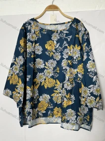 Wholesale Women's Casual Crew Neck 3/4 Sleeve Floral Blouse 002#, LIUHUA CLOTHING WHOLESALE