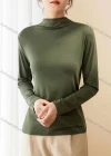 Wholesale Women's Casual Plain Mock Neck Long Sleeve Top 205# - Liuhuamall