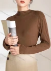 Wholesale Women's Casual Plain Mock Neck Long Sleeve Top 205# - Liuhuamall