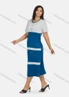 Wholesale Women's Plus Size Casual Colorblock Short Sleeve Pleated Front Splicing Midi Dress - Liuhuamall
