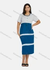 Wholesale Women's Plus Size Casual Colorblock Short Sleeve Pleated Front Splicing Midi Dress - Liuhuamall